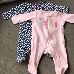 Set of two Carter's 3 Month footed sleepers